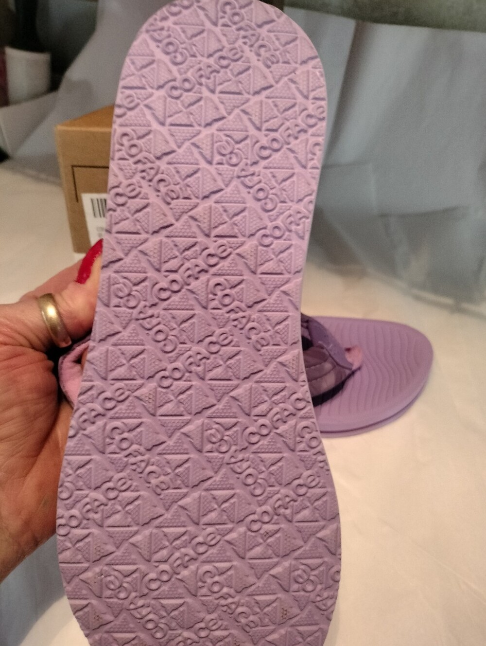 COFACE Women's Purple Flip Flop Sandals - Picture 3 of 4